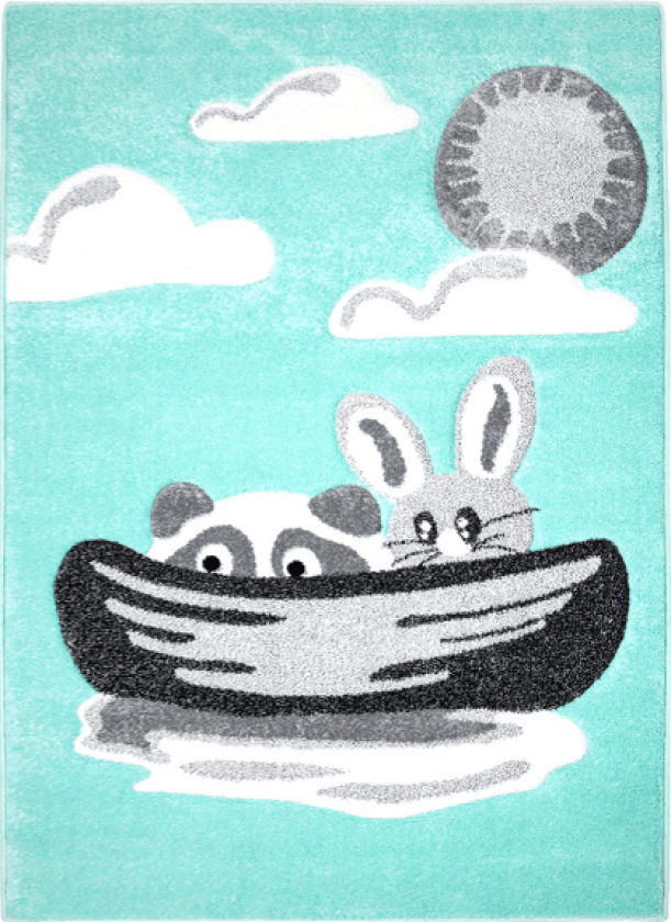 Barneteppe - Bueno Bunny (turkis) (Størrelse: 140 x 200 cm)