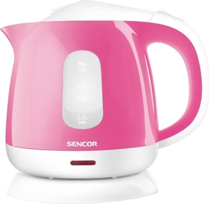 Sencor SWK 1018RS, 1 l, 1100 W, Rosa, Plastikk, Rustfritt stål, Justerbar termostat, Vannivåindikator