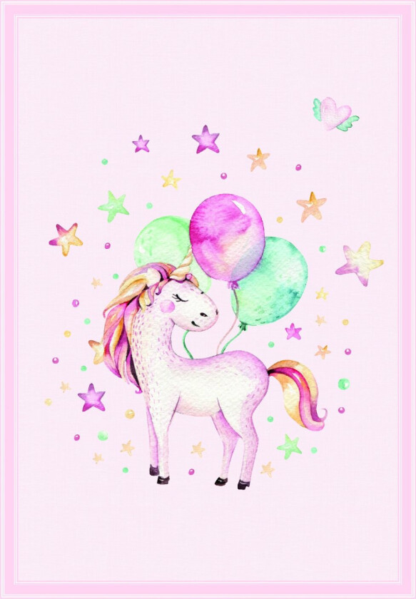 Bilde av Barneteppe - Unicorn Balloon (rosa) (Størrelse: 160 x 230 cm)