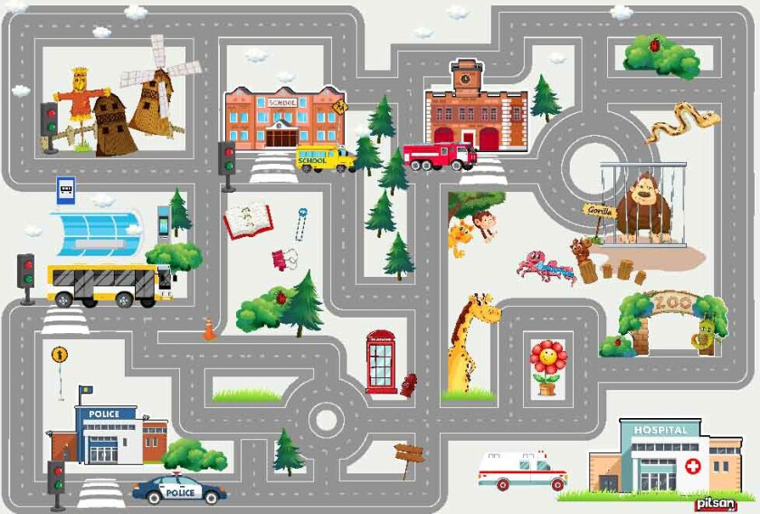 Bilde av Barneteppe - City Street (multi) (Størrelse: 160 x 230 cm)