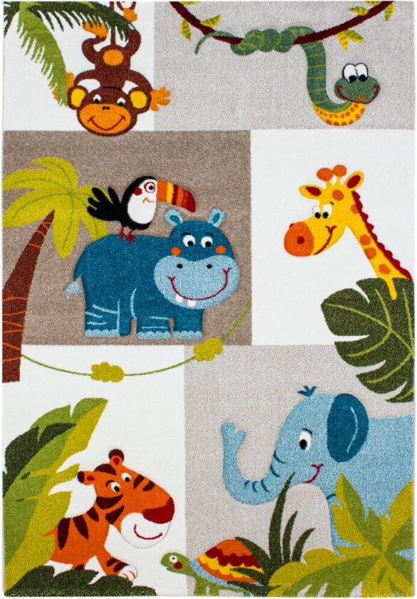 Barneteppe - London Djungel (Størrelse: 120 x 170 cm)
