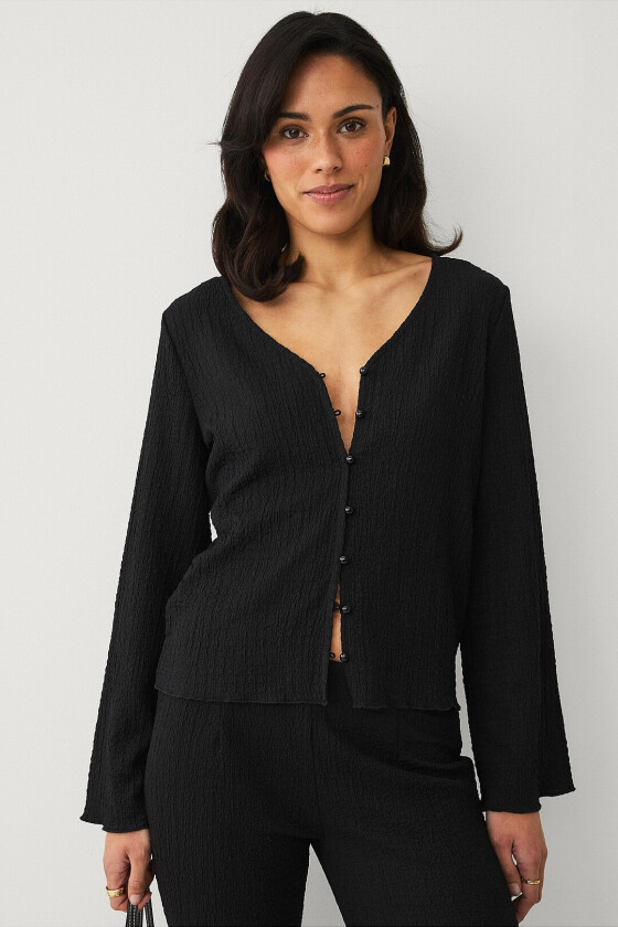 Mønstret topp - Svart