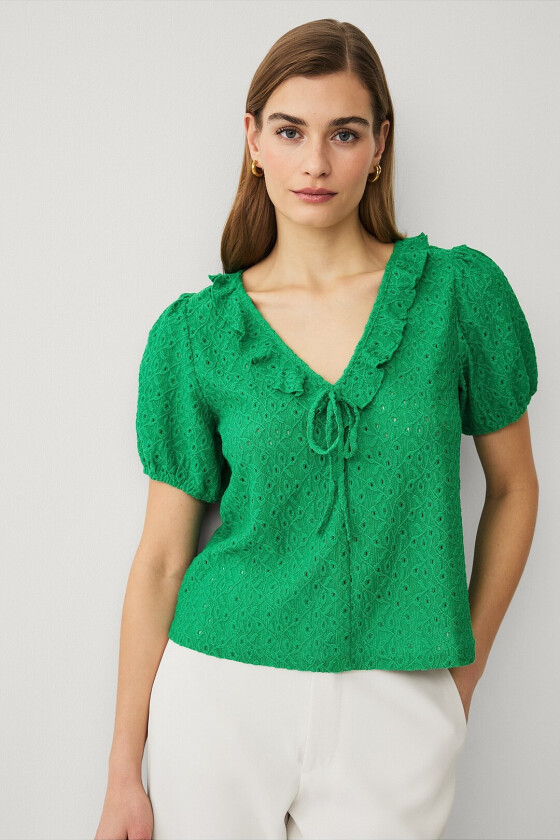 Hullmønstret topp - Grønn