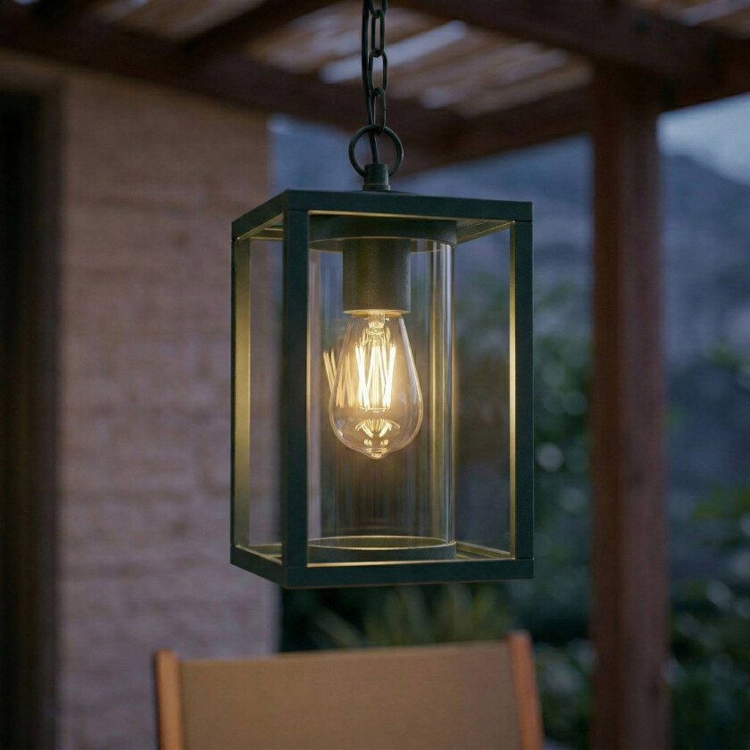 Lucande utendørs pendellampe Ferda, grønn, IP44, glass, E27