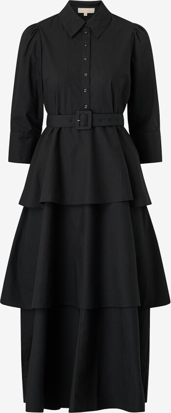 Maxikjole Poplin Flounce Dress - Svart