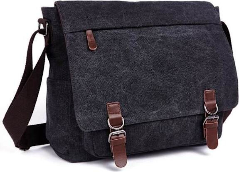 Laptop Messenger-vesker, Skulderveske for menn, 16 tommer Vintage Canvas-veske for skole og jobb, Flere lommer.