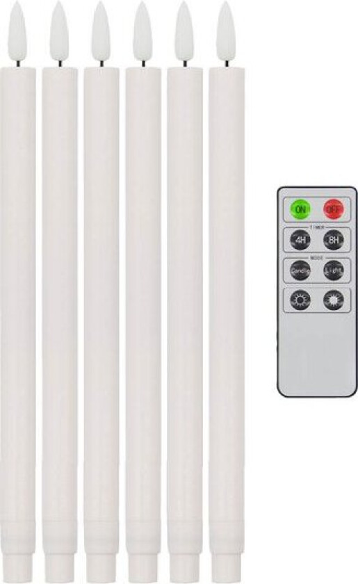 LED kronelys 24 cm 6 stk hvit