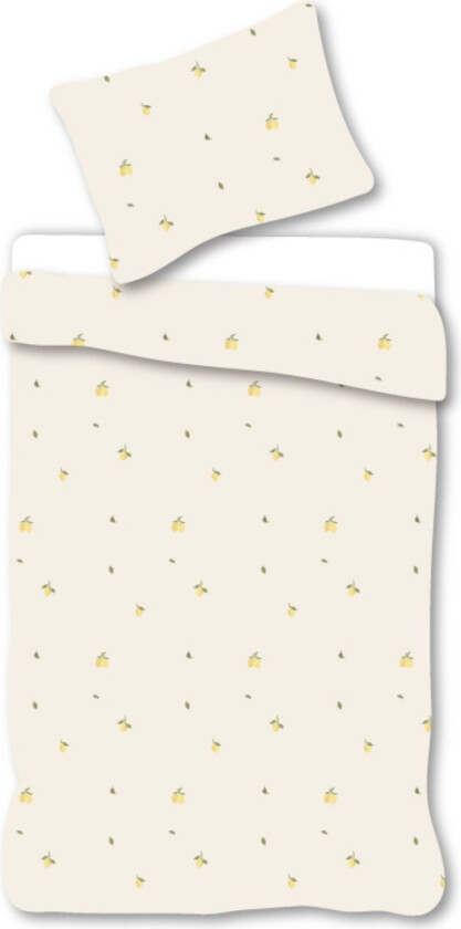Junior sengetøy 100x140 cm - Beige sengesett med sitroner - 100% mykt bomulls sengetøy