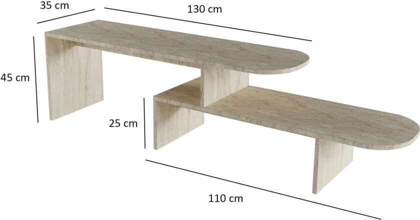 Deliones TV-benk 130 cm - Travertin