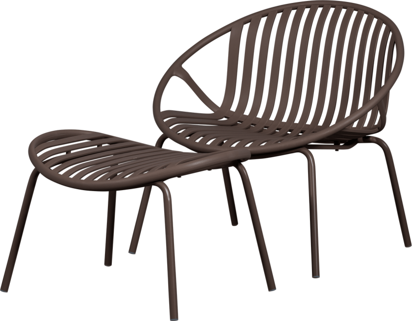 Loungestol + fotskammel Bruce utendørs - Lilla/Brun