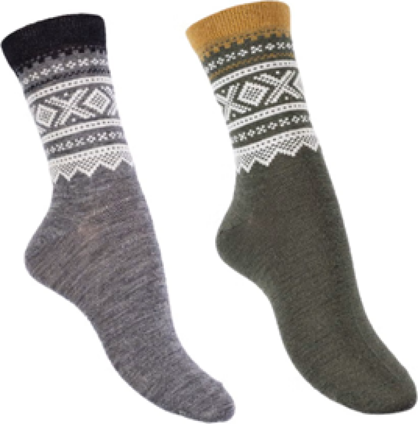 2-pack Voksen Ullsokker Dark Mose & Grey 43/45