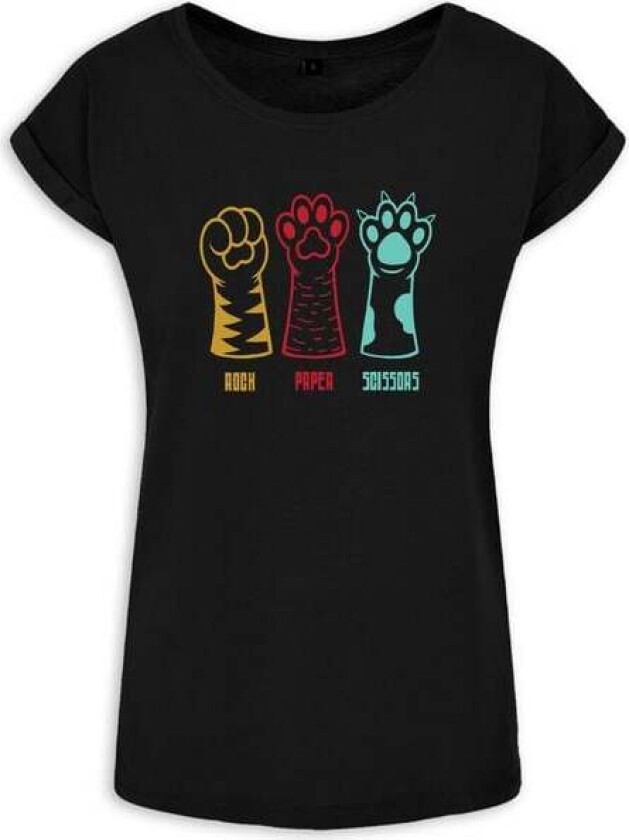 Fun T-skjorte - Rock Paper Scissors - S til XXL - Damer - svart