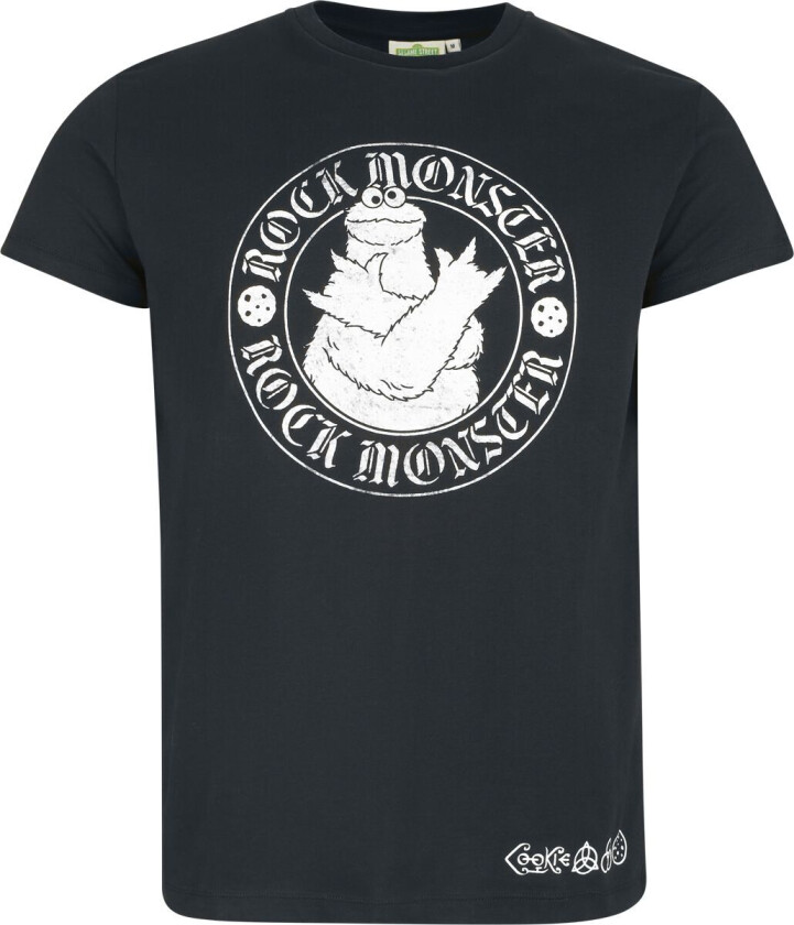 T-skjorte - Krümelmonster - Cookie Monster - Rock Monster - S til 3XL - Herrer - svart