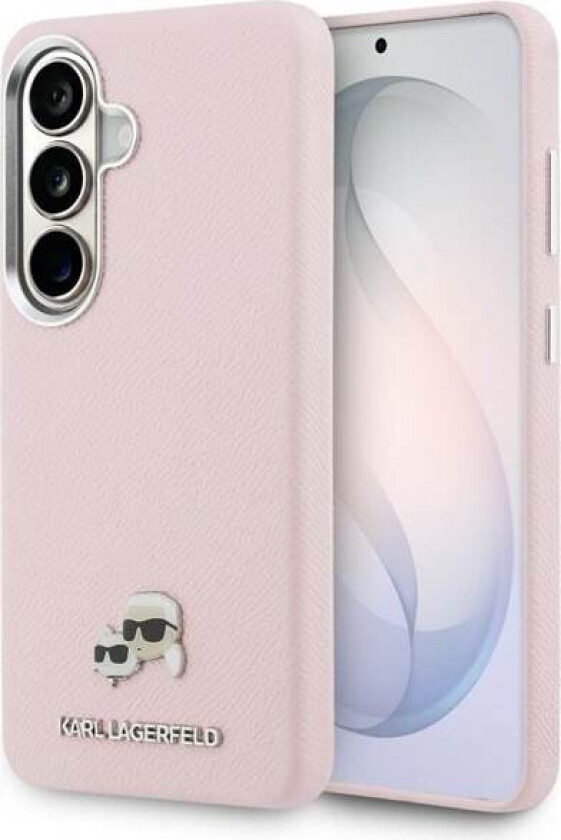 Saffiano KC MagSafe-etui med metallogo for Samsung Galaxy S26 - Rosa
