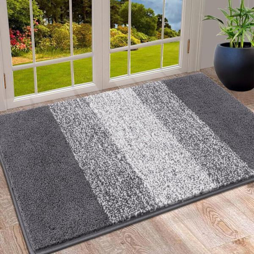 Dørmatter Innendørs, Maskinvaskbar Myke Dørmatter, Smussfanger Dørmatte, Superabsorberende Inngangsteppe (50 X 80 cm, Grå)