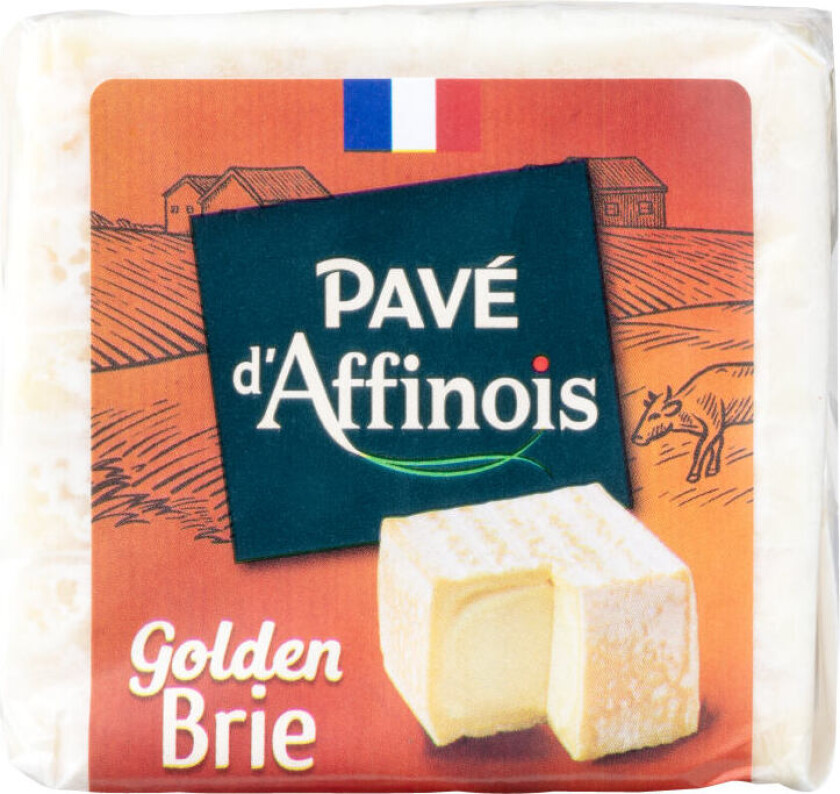 Golden Brie d'Affinois har en silkemyk, kremet konsistens og en fyldig smak med fløteaktige undertoner. Når osten får temperere, blir den nesten flytende og enda mer delikat.