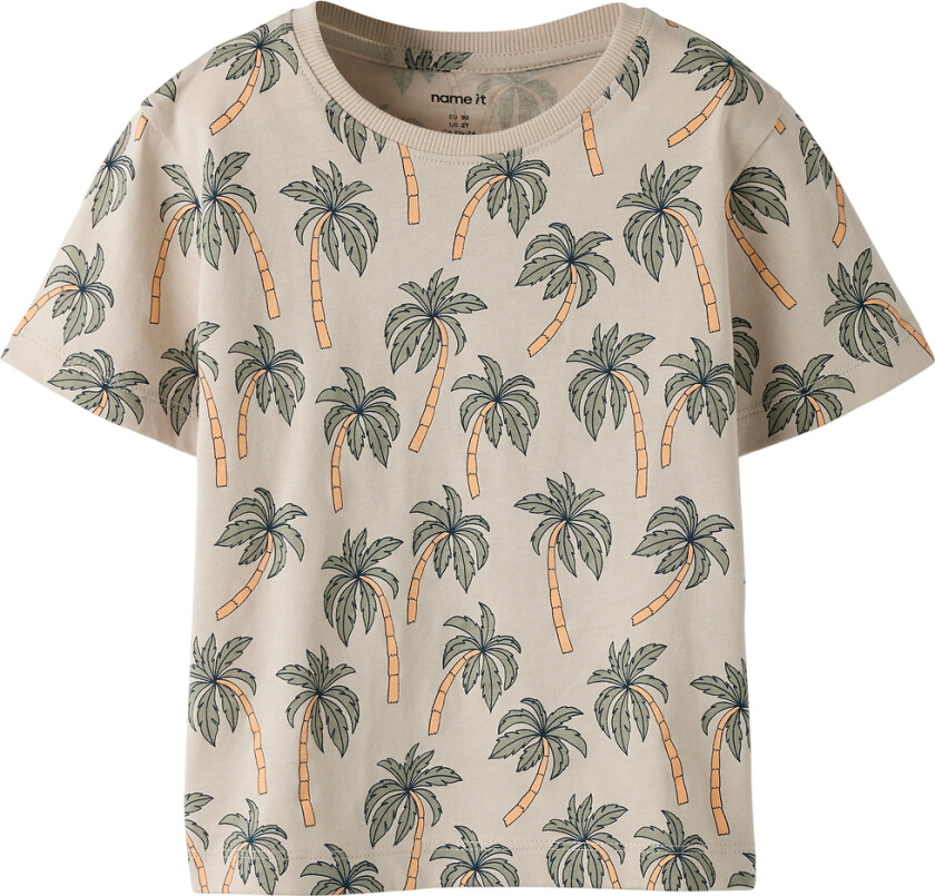 T-skjorte - NmmValther - Chateau Gray/Palms - - 4 år (104) - T-skjorte