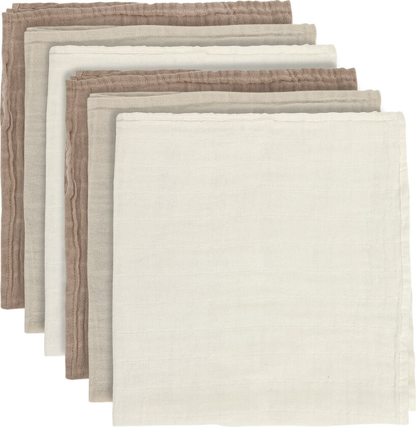 Pippi Stoffklutene - 6-pack - 65x65 cm - Taupe Grå - Pippi Baby - OneSize - Gulpeklut