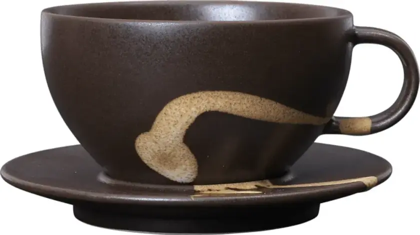 Koyo kopp med fat 36 cl Dark brown-buff