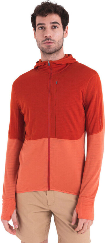 Men's Merino 200 Realfleece™ Descender Long Sleeve Zip Hoodie Molten/Ember/Cb S, Molten/Ember/Cb