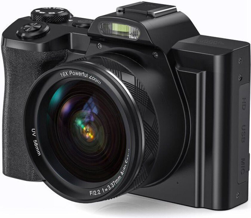 INF Digitalkamera 5K/48MP/16X zoom, 3,5 tommers skjerm og WiFi
