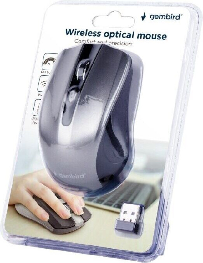 Gembird MUSW-4B-04-MX - Mus - optisk - 4 knapper - trådløs - 2.4 GHz - USB trådløs mottaker
