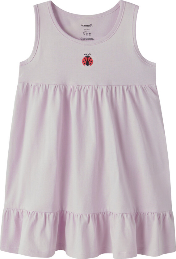 Kjole - NmfVictoria - Lavender Tåke/Marihøne-broderi - - 5 år (110) - Kjole