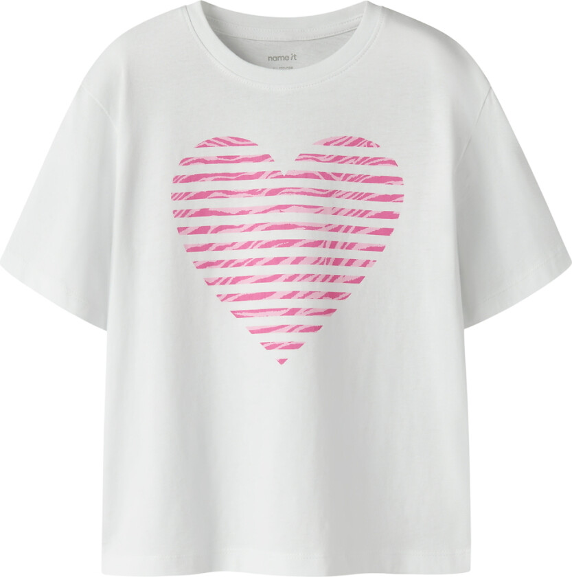 T-skjorte - NkfFahiraz - Bright White/Zebra Heart - - 6 år (116) - T-skjorte