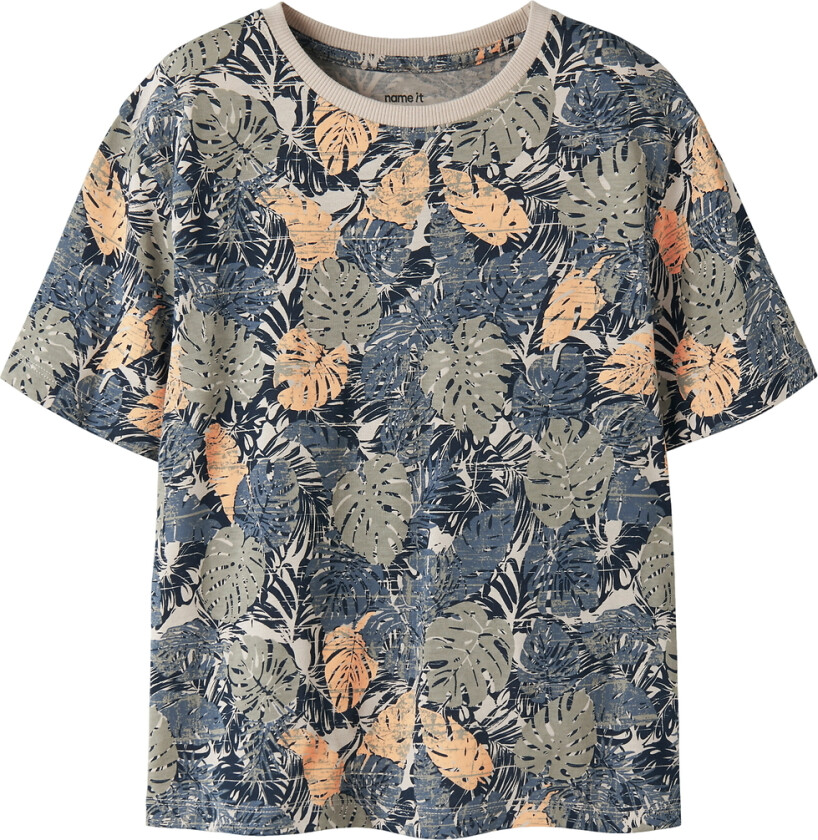 T-skjorte - NkmValther - Chateau Gray/Leafs - - 7-8 år (122-128) - T-skjorte