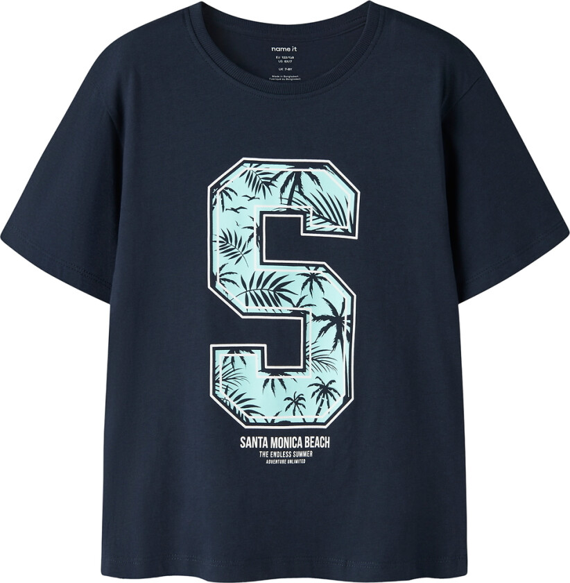 T-skjorte - Loose - NkmVagno - Navy Blazer/Santa Monica - - 9-10 år (134-140) - T-skjorte