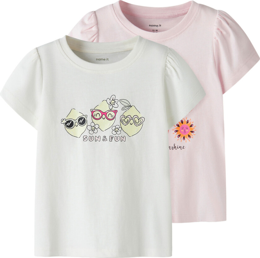 T-skjorte - 2-pack - NmfVibeke - Vugge Rosa/Cloud Danser - - 6 år (116) - T-skjorte