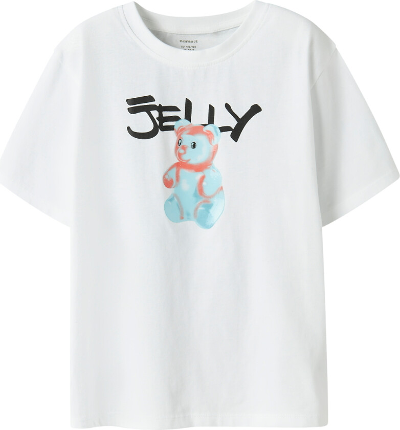 T-skjorte - NkmFanbi - Bright White - - 7-8 år (122-128) - T-skjorte