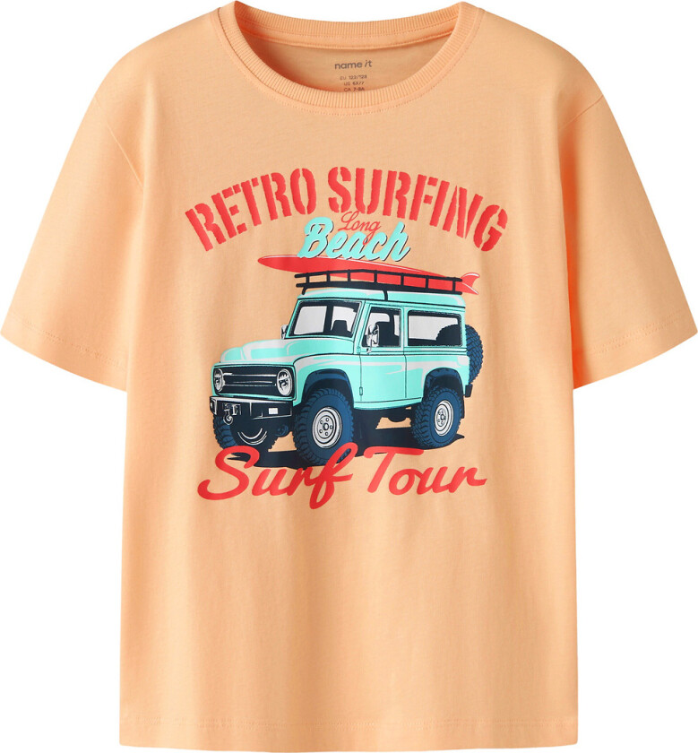 T-skjorte - Loose - NkmVagno - Peach Fuzz/Retro Surfing - - 9-10 år (134-140) - T-skjorte