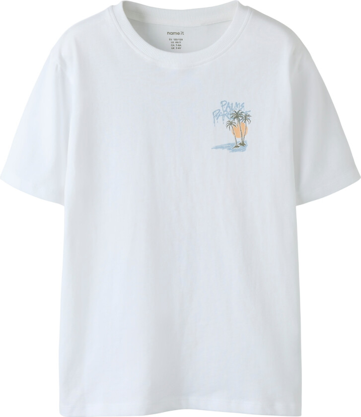 T-skjorte - NkmVelix - Bright White/Palms Paradise - - 9-10 år (134-140) - T-skjorte