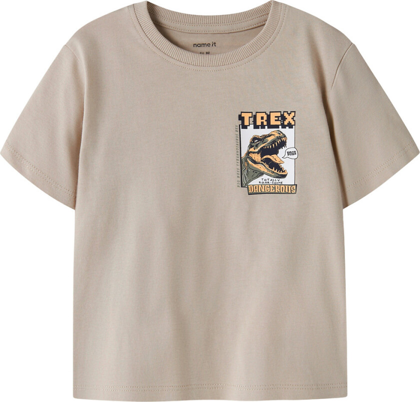 T-skjorte - NmmVelix - Chateau Gray/Trex - - 4 år (104) - T-skjorte