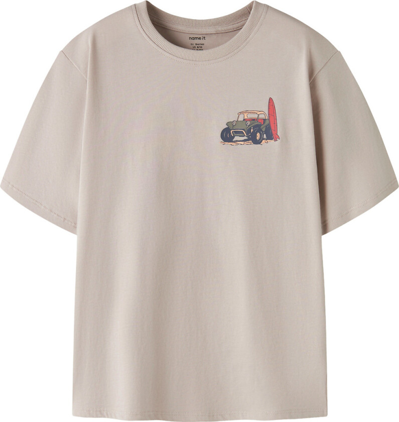 T-skjorte - NkmVelix - Chateau Gray/Sea Sand - - 7-8 år (122-128) - T-skjorte