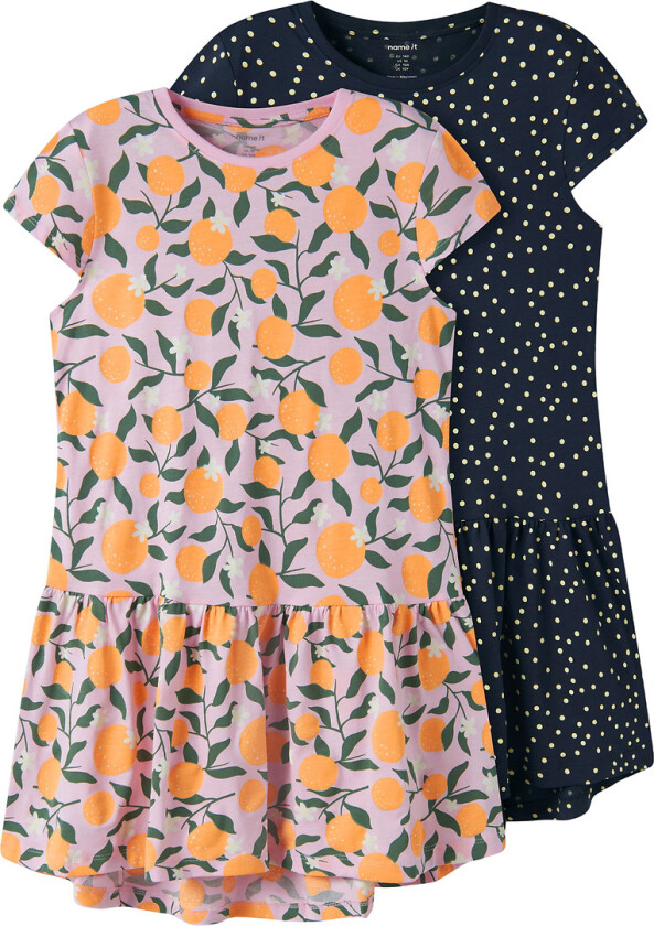 Kjole - 2-pack - NkfVigga - Piruett/Navy Blazer - - 8 år (128) - Kjole