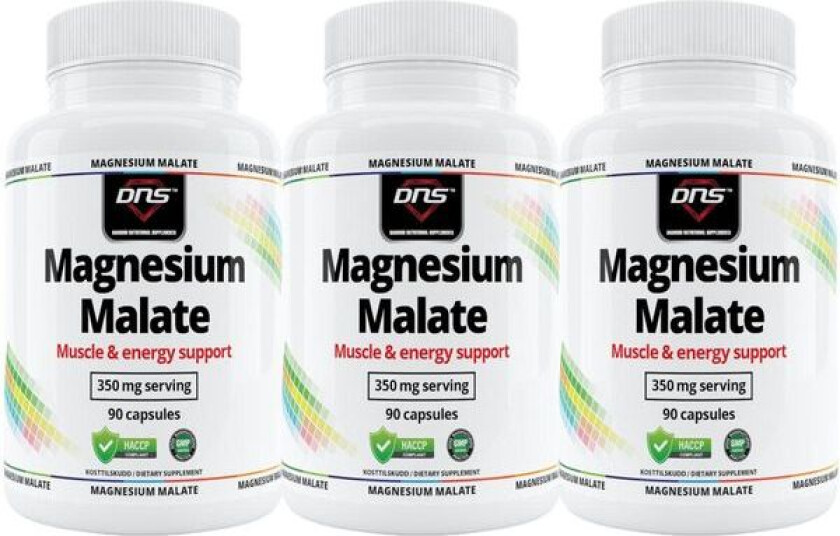3 pack Magnesium Malate - 3 x 90 kapsler