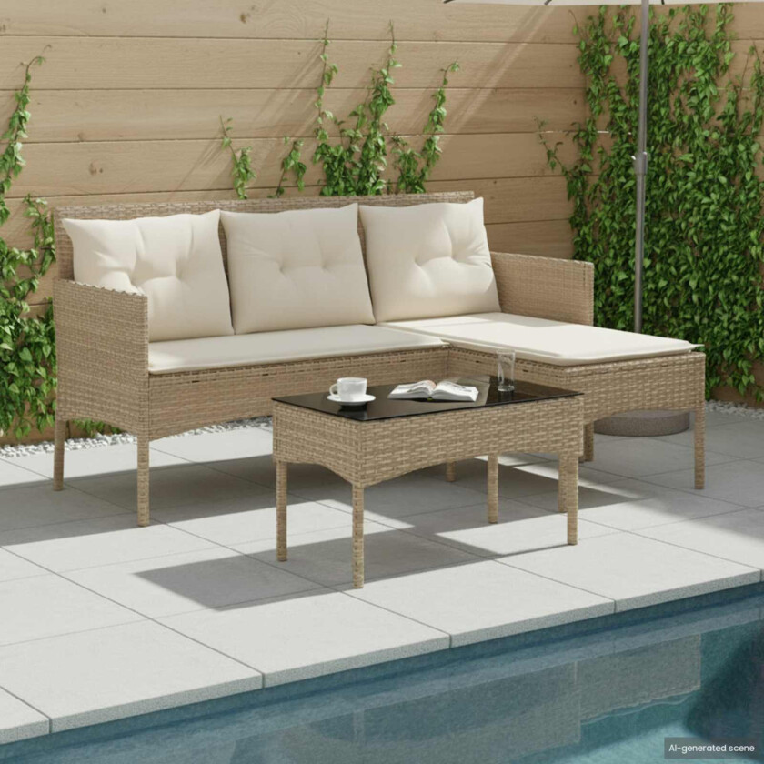 Hagesofa Set med pute 2 pcs polyrotting