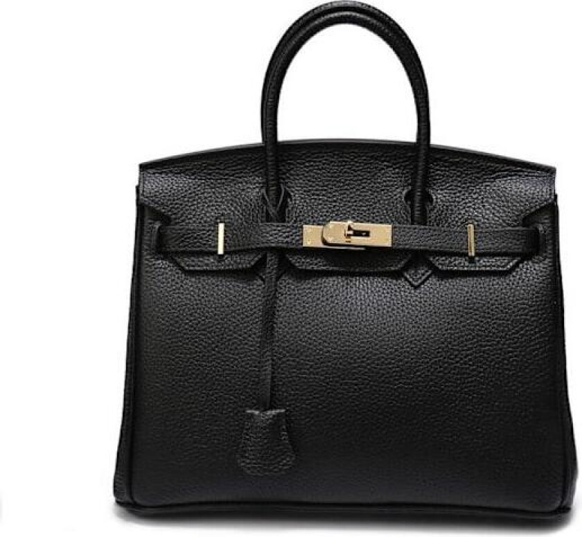 Stilig Svart Skinnveske Tote Bag Dame Pendle Crossbody Håndveske svart 35cm