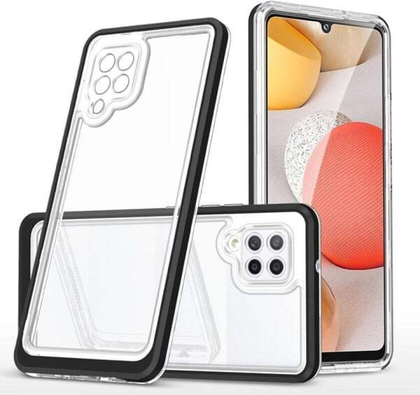 Clear 3in1 Case for Samsung Galaxy A42 5G Frame Gel Cover Black