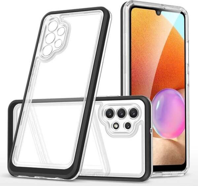 Clear 3in1 Case for Samsung Galaxy A72 4G Frame Gel Cover Black