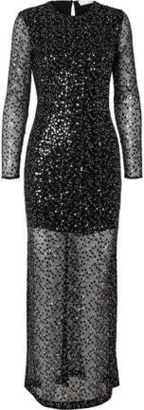 Noel Ls Ankle Sequins Dress - Black 36