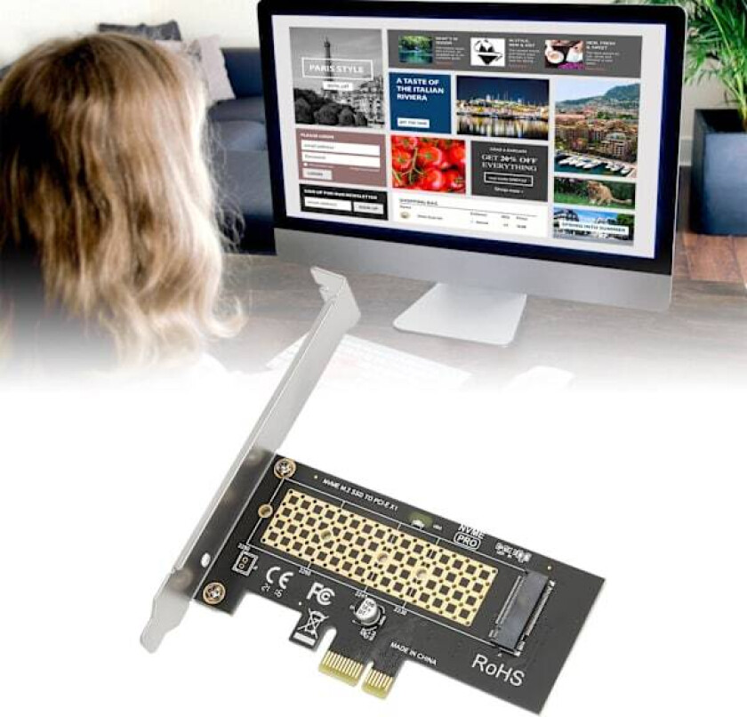 Bilde av Avansert PCIe-adapter for M.2 NVMe SSD, Støtter operativsystemkompatibilitet, Kjøleeffekt med aluminiums kjøleribbe, Ideell for høy ytelse