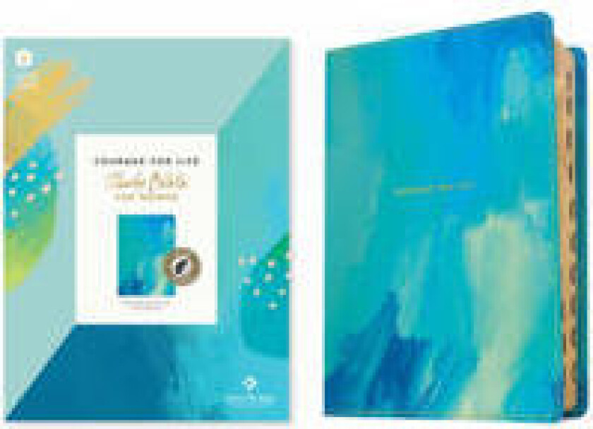 NLT Courage for Life Study Bible for Women (Leatherlike, Brushed Aqua Blue, Indexed, Filament Enabled)