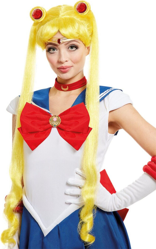 Funidelia Sailor Moon parykk OFFISIELL til dame ▶ Anime, Cosplay, Usagi Tsukino, Tegneserie - Gul, tilbehør til kostymer