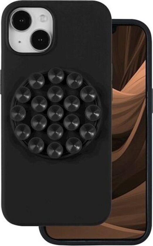 Støtsikkert iPhone 14 Pro deksel med sugekopp / Silicone Stick mobildeksel - Svart