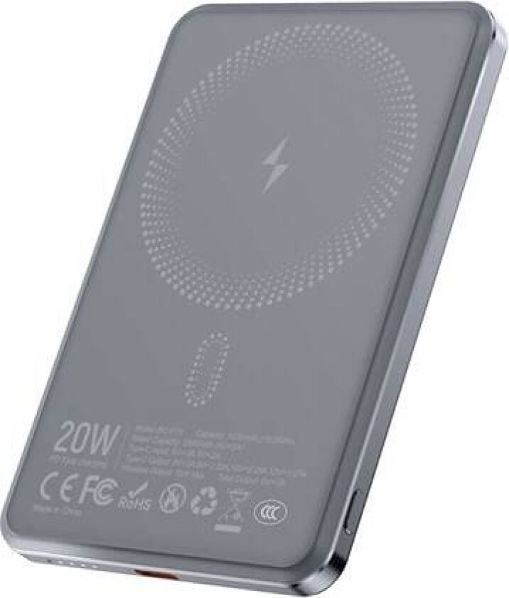 BWOO Ultraslim Powerbank 5000mAh med magnetisk lading