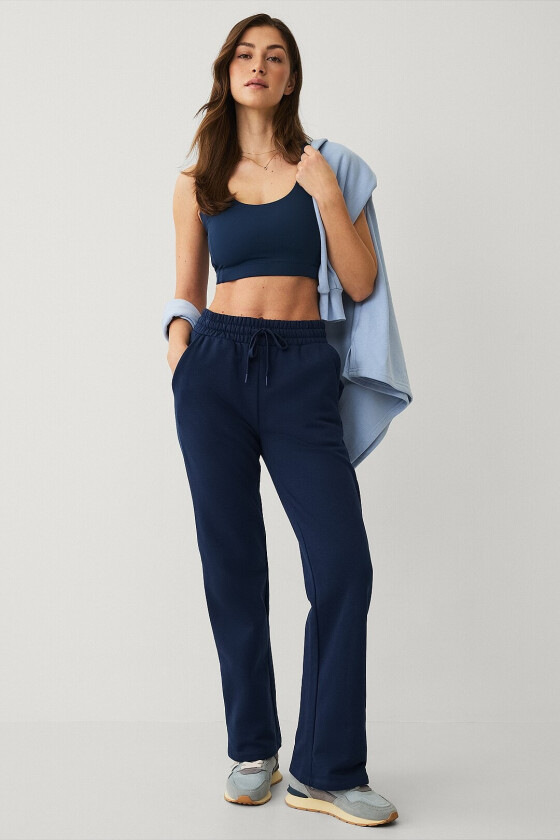 Sweatbukser med rette bein - Blå