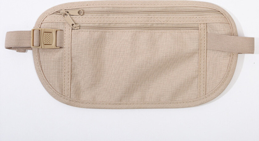 Unisex lommebok, ultratynn reise-sports-midjeveske, usynlig midjeveske, plass til passholder, mobiltelefon, kontanter (beige en) Beige